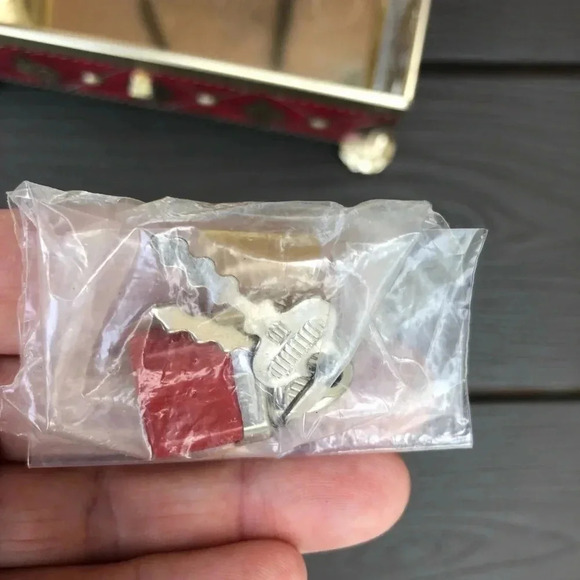 Vtg  Hinged Tin Box With Padlock - Picture 4 of 8